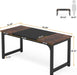 63 Inch Executive Desk TwoToneBrownBlack HeavyDuty Frame