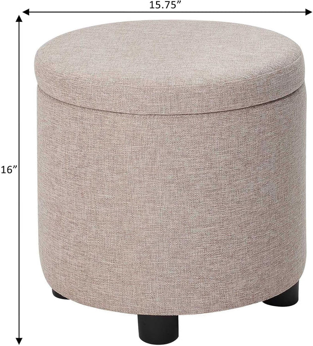 Designs4Comfort round Accent Storage Ottoman with Reversible Tray Lid