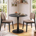 Black round Dining Table, 32" Modern Tulip Kitchen Table W/ 0.9” Thickened Tabletop & Sturdy Metal Pedestal, Mid-Century Leisure Table for Small Places, Dining Room, Living Room, Cafe