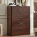 Fluted 5 Drawers Dresser for Bedroom, 41" Tall Modern Chest of Drawers with Metal Handle, Curved Profile Farmhouse Closet Organizer Wood Dressers TV Stand for Living Room, Hallway, Walnut
