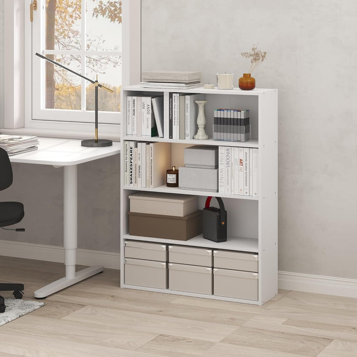 White 4Tier OpenBack Book Shelf With DisplayOrganizer