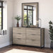 Atria 6 Drawer Modern Engineered Wood Dresser with Mirror in Gray