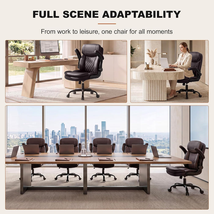 PU Leather Office Chair, Computer Desk Chair with Dual Back Support