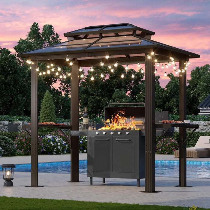 Aluminum Grill Gazebo 8x5ft With Polycarbonate Roof