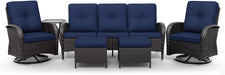Wicker Patio Furniture Set, 6 Piece Outdoor Furniture Set with Thickened Cushions, High Back, Deep Seating, Wide Armrest, Outdoor Swivel Rocker Chairs for Porch, Deck