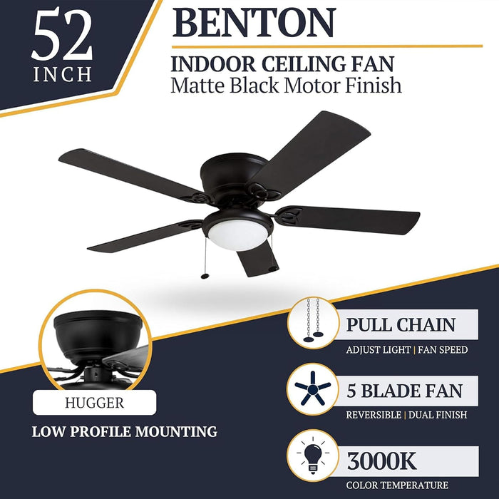 Classic 52-inch Matte Ceiling Fan Integrated Lighting