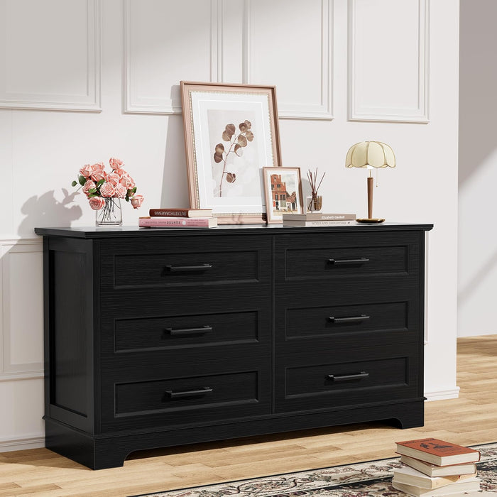 Black Six Drawer Dresser With Superior Organization