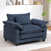 Oversized Chenille Accent Chair Blue DeepSeat Cushioned