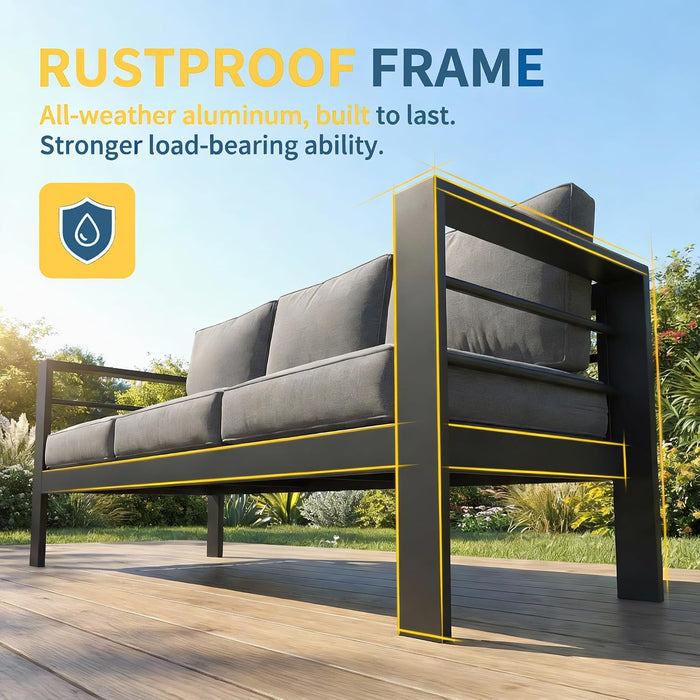 Aluminum Patio Furniture Set Oversized Patio Sectional Sofa for Seasons
