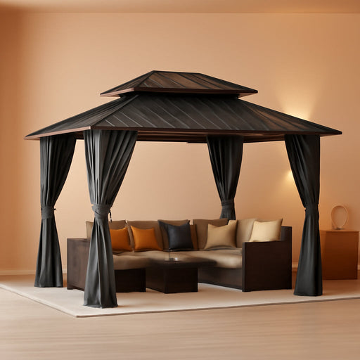 10x12 Aluminum Gazebo With Gray DoubleGalvanized Roof