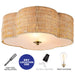 2-Light Farmhouse Rattan Ceiling Flush Mount with Glass Bottom(E26)