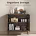 Fluted Buffet Cabinet with Storage, Small Accent Cabinet, Walnut