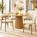 Wooden Dining Chairs Set of 4,Farmhouse Kitchen Chairs with Curved Back,Modern Fabric Upholstered Chairs for Dining Room,Soft Beige