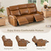 Genuine Leather Power Recliner Sofa, 3 Seater Wall Hugger Reclining Sofas with Power Headrest, USB & Typec Ports, Electric Recliner Couch Set for Living Room, Saddle Brown