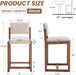 26" Bar Stools Set of 2, Linen Upholstered Counter Height Bar Stool