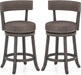 26" Bar Stools Set of 2, Swivel Counter Height Bar Chairs with Footrest, Rubber Wood Frame, Upholstered Linen Barstools with Back & Cushioned Seat for Kitchen Island, Dining Room, Pub