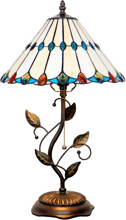 Tiffany Style Light Beige Jewelry Stained Glass Table Lamp 19 Inch
