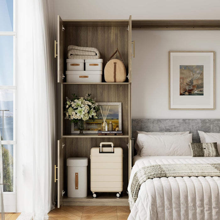 Modern Queen Size Murphy Bed, Hidden Foldable Wall Cabinet Bed Frame with Wood Slat, Space-Saving, No Spring Box Required, 95.85W'', Brown