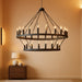 60 Inch Large Black Wagon Wheel Chandelier,2 Tier 54-Lights Farmhouse Industrial Country Style round Pendant Light Fixture for Outdoor Porch High Ceilings Living Dining Room Foyer Entryway