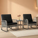 3 Piece Gray Wicker Patio Rocking Chair Set, Bistro Rocking Set, Outdoor Conversation Furniture with Porch Chairs and Glass Coffee Table, Slate Grey