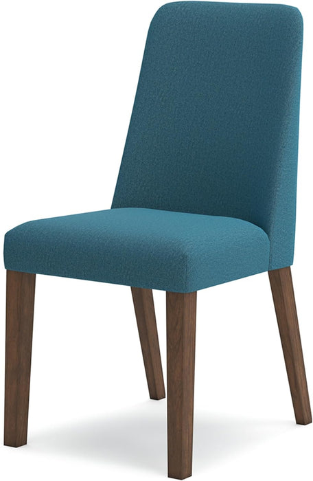 Lyncott Contemporary Dining Room Upholstered Side Chair with Foam Cushion, 2 Count, Blue & Brown