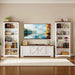 Farmhouse Bookcase 70 Inches Tall White TwoToneFinish