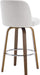 Bar Stools Set of 3, 26" Counter Height Swivel Bar Stools with Back, Walnut Bent Wood Legs, Linen Fabric Upholstered Counter Stools, Modern Counter Chairs Bar Stool for Kitchen Island, White