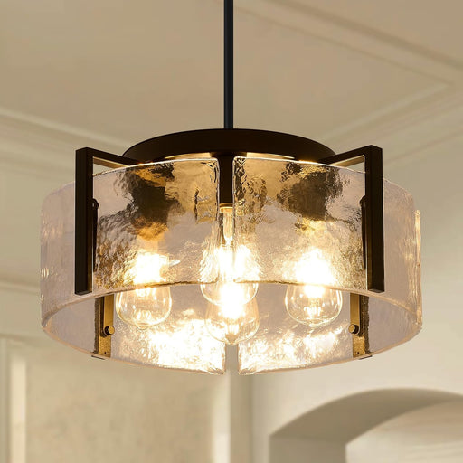 Black Four Light Adjustable Kitchen Island Chandelier