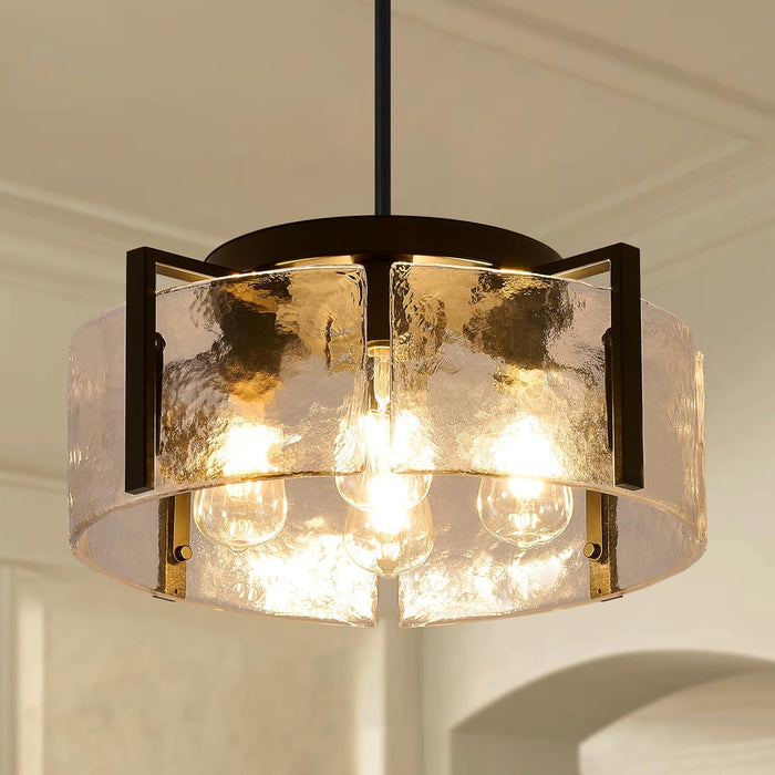 Black Four Light Adjustable Kitchen Island Chandelier