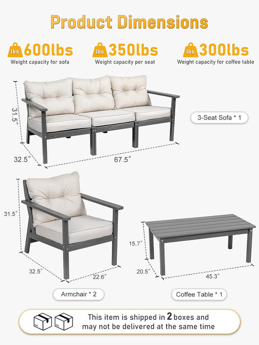 5 Seats HDPE Patio Conversation Sets, Outdoor Patio Furniture Set