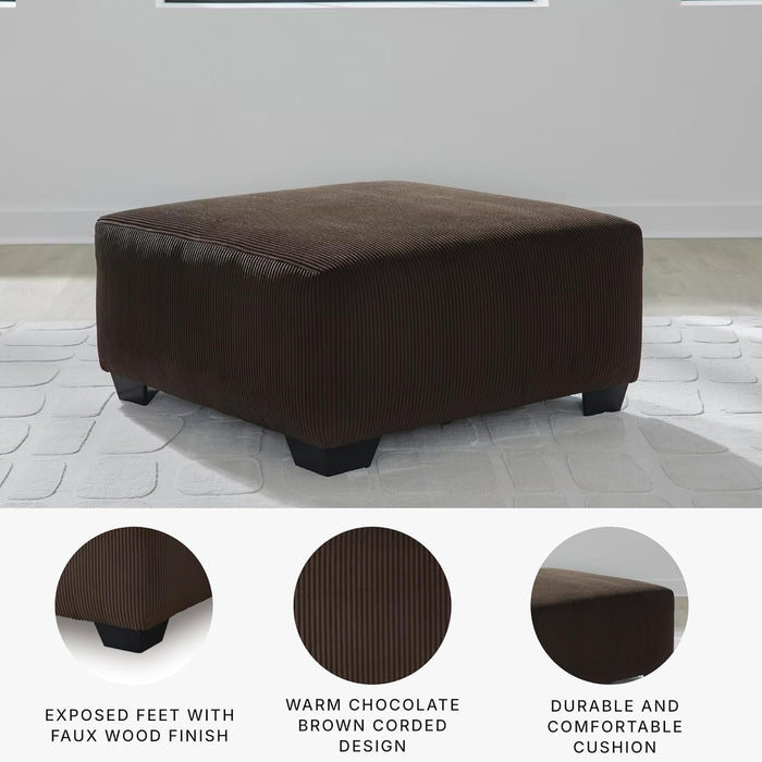 Firescrest Transitional Upholstered Oversized Accent Ottoman with Textured Stripe Pattern, Dark Brown