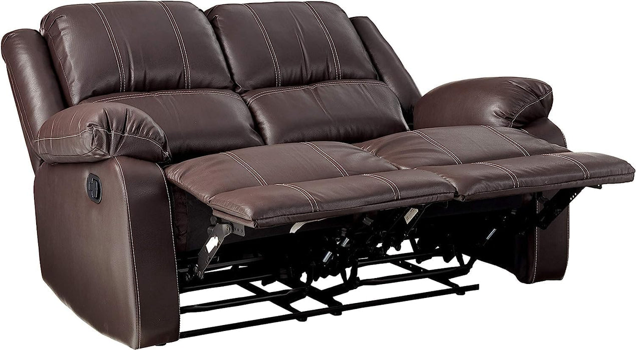 Brown Faux Leather Recliner Loveseat