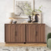 31.5" Sideboard Buffet Cabinet with Storage, Walnut | Modular Media Console, Mid Century Modern Credenza with Arched Doors for Living Room Kitchen Dining Room Entryway