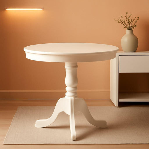 ANT-LWH-TP Antique Dining Room Table - a round Kitchen Table Top with Pedestal Base, 36X36 Inch, Linen White