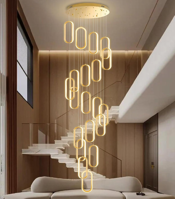 20 Ring Modern Chandelier Glam Chandelier LED Dimmable for Staircase Enterway Ceiling Chandeliers for Villa Foyer Living Room Gold