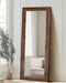 SixtyFiveInch Floor Mirror SolidWood Frame WalnutFinish Brown