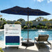15FT Patio Umbrella with Solar Lights, Double Sided Outdoor Table Umbrellas with Crank, Large Rectangular Market Umbrella for Porch, Lawn, Pool, Backyard, Navy