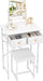 White Contemporary Vanity Desk Featuring Deluxe Mirror