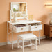 White Contemporary Vanity Desk Featuring Deluxe Mirror