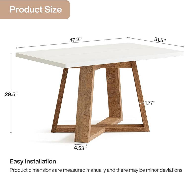 47Inch Dining Table White Brown SpaceSaving Design