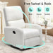 Swivel Rocking Chair, Nursery Glider Recliner Chairs for Adults, Rocker for Living Room Bedroom, Comfy Upholstered Modern Nursing Reclining Single Sofa, Off-White Teddy