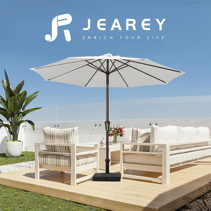 10FT Patio Umbrellas Outdoor Table Umbrella with Push Button Tilt and Crank, Market Umbrella 8 Sturdy Ribs UV Protection Waterproof for Pool, Garden (White)