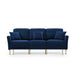 3-Seater Sectional Couches for Living Room with Channel Tufted on Back, Seat Cushions and 2 Throw Pillows, Modular Sectional Sofa, Blue