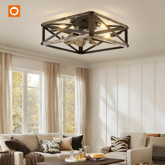 16-Inch Square Caged Ceiling-Mount Fan With Remote