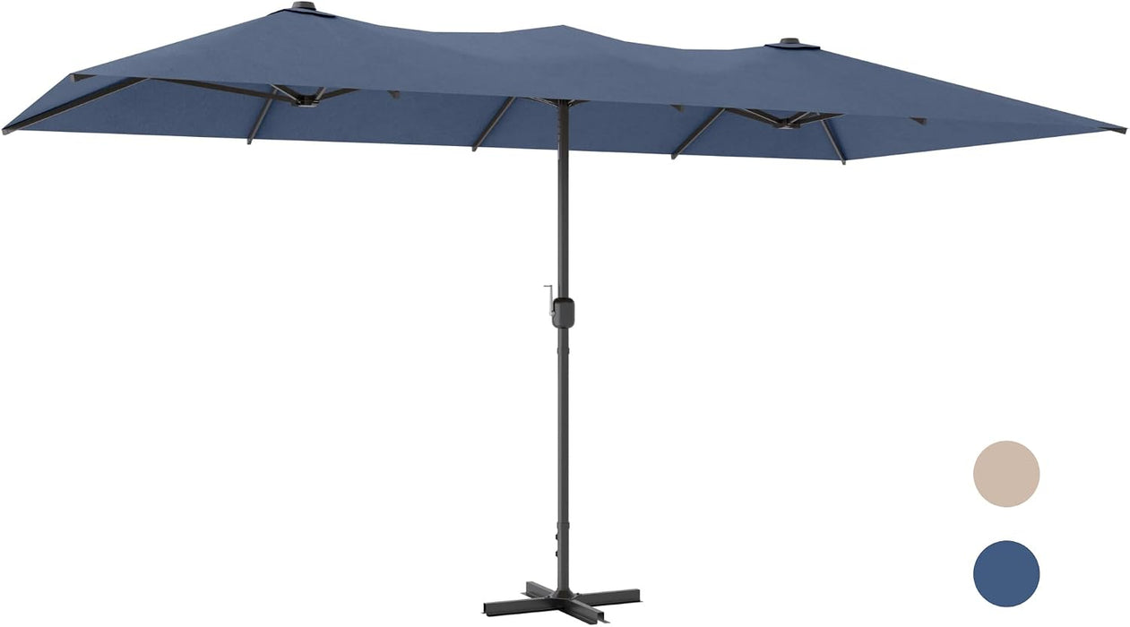 14FT Waterproof Patio Umbrella Outdoor Reversible Rectangular Large Market Umbrella