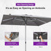 Patio Market Umbrella 6' X 10' Business Semi Auto Lift, Gray