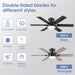 46" Low Profile Ceiling Fans with Lights and Remote,Black Indoor Ceiling Fans with Quiet Reversible DC Motor, Modern Flush Mount Fans Light for Bedroom Kitchen
