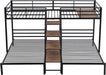 Triple Bunk Bed with Storage Stairs, Twin over Twin & Twin Bunk Bed for 3, Metal Bunk Bed with Shelves for Kids Teens Adults, No Box Spring Needed (Black)