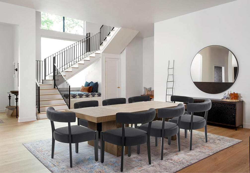 Black Dining Chairs Set of 4, Modern Faux Leather Kitchen & Dining Room Chairs, Upholstered Wooden Mid Century Dining Chairs Low Back