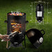 4-Tier 3-In-1 Vertical Charcoal Grill, BBQ Charcoal Smoker with Built-In Thermometer, Air Vent, and Access Doors, Perfect for Camping, Picnics, Backyard Bbqs, and Tailgating Parties